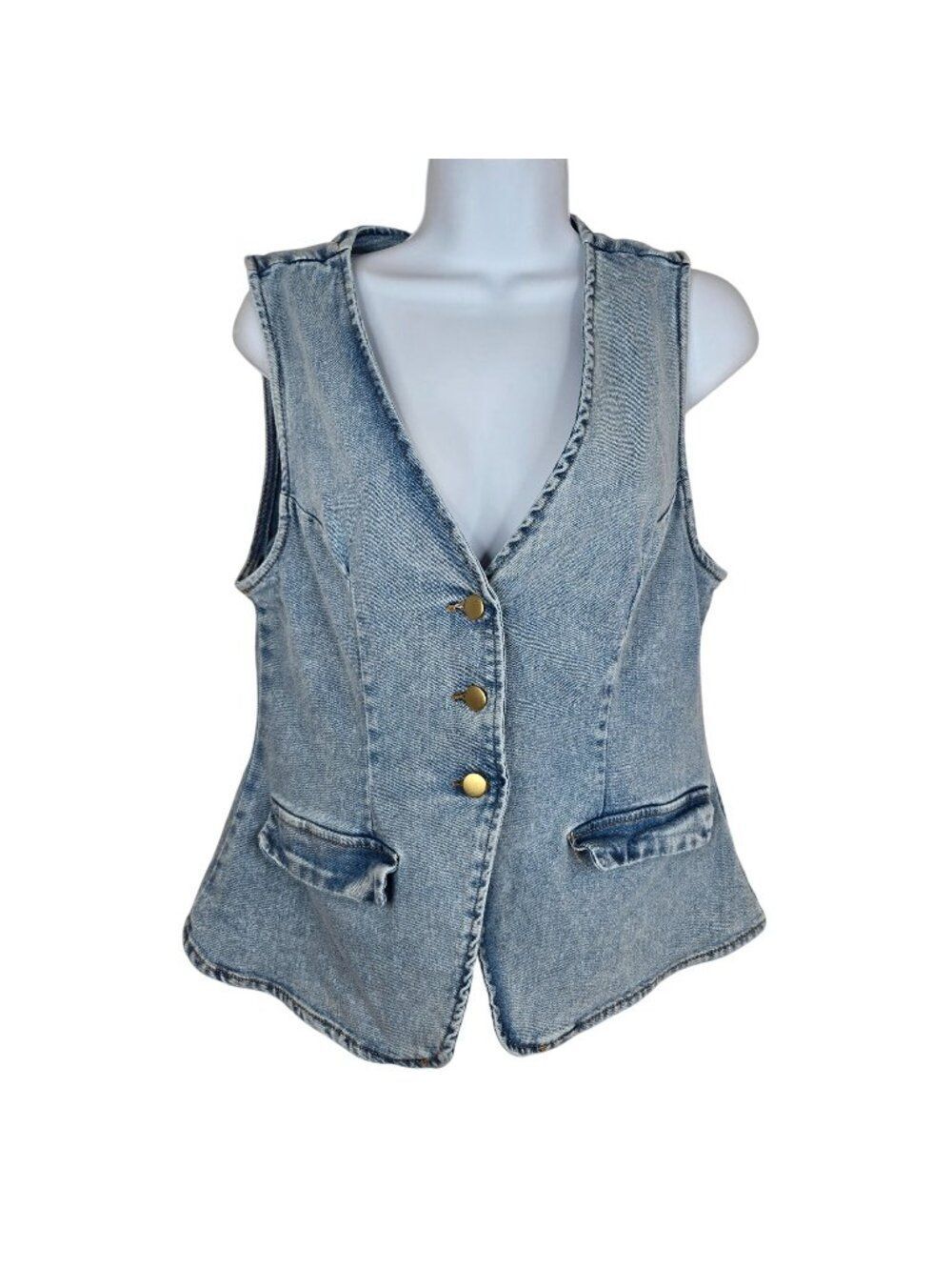 Vintage Y2K Vigoss Denim Vest Waistcoat Womens Size M